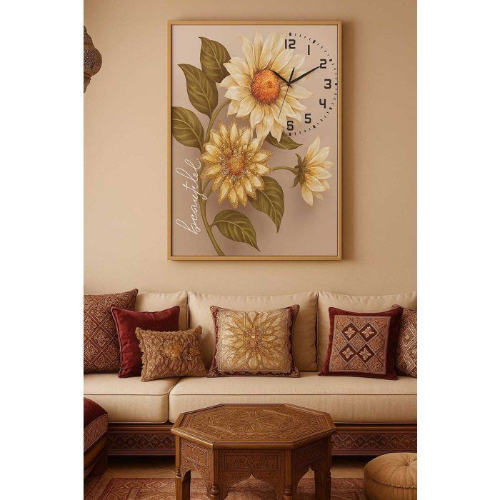 cadre tableau avec horloge 43x63cm