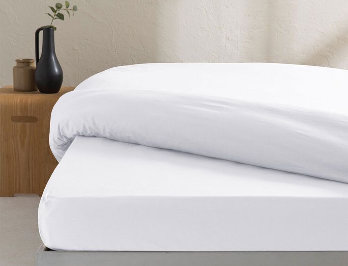 Drap Housse - LINVOSGES - B.35 - 140x200 cm - Percale de Coton - Blanc