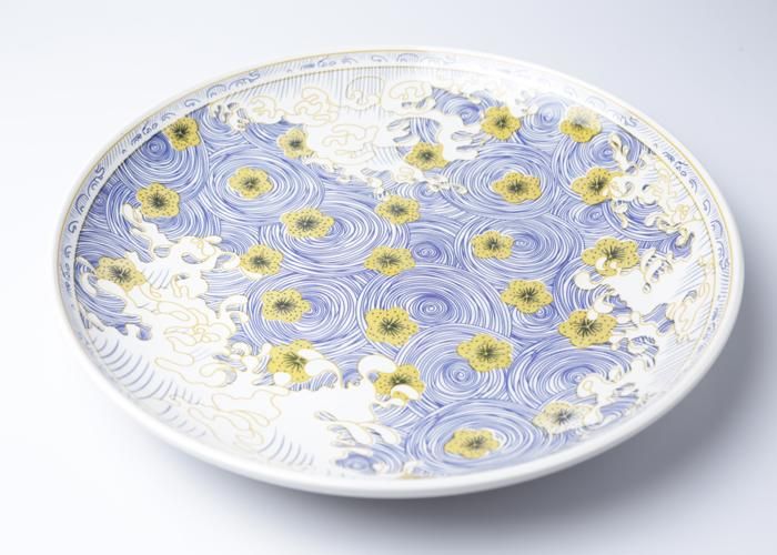 Assiette de Service - Porcelaine Bleue - 40cm - Compatible Lave-Vaisselle - 1 Pièce