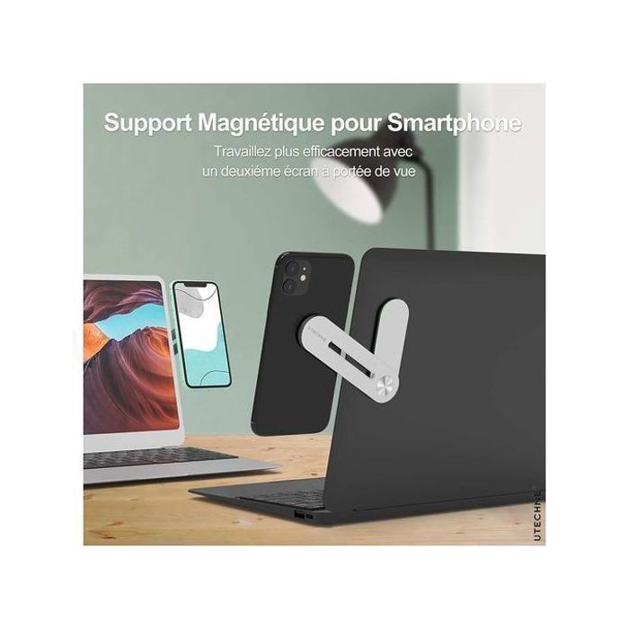 Support Magnétique pour Telephone et PC Portable - Aluminium