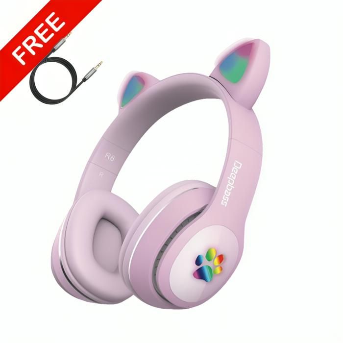 Casque bluetooth DeepBass R6 MAUVE + Cable auxiliar Gratuit