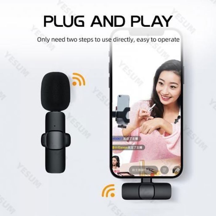 Microphone Lavalier Sans Fil - K11 - Plug & Play - Omnidirectionnel - Rechargeable - iPhone/iPad