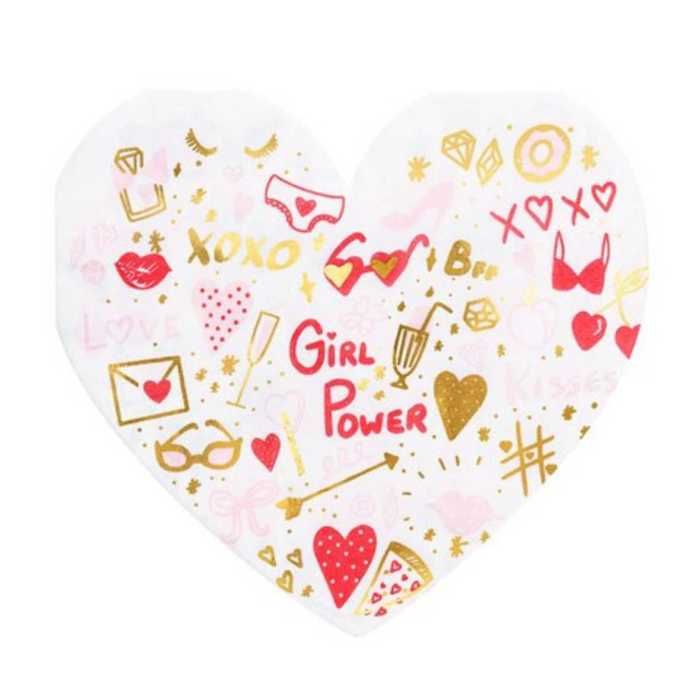 Serviettes forme coeur girl power