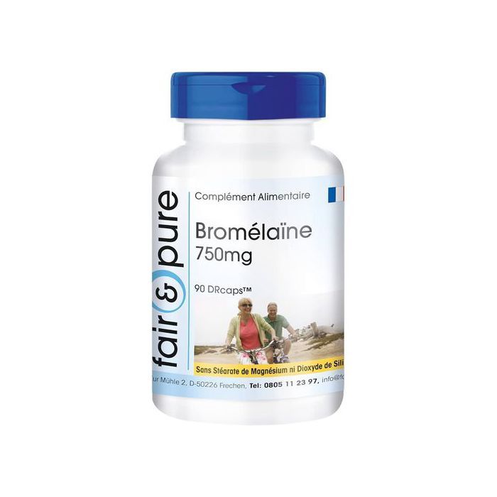 Fair & pure Bromélaïne 750mg (1800 F.I.P.) - dosage élevé - 90 gélules - Made in Germany