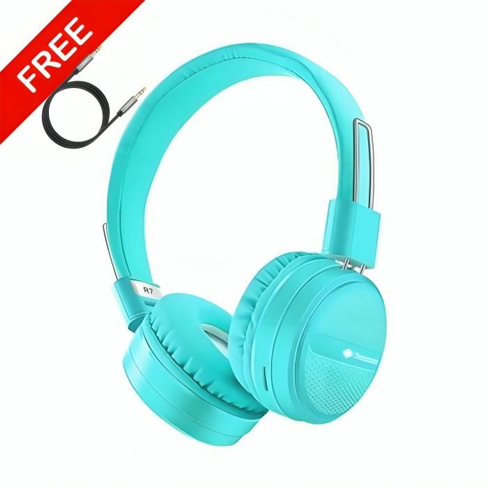 Casque bluetooth DeepBass R7 BLEU + Cable auxiliar Gratuit