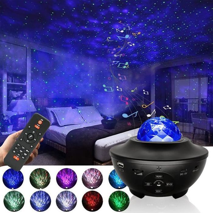 Projecteur d'étoile avec 21 modes d'éclairage et musique bluetooth et télécommande