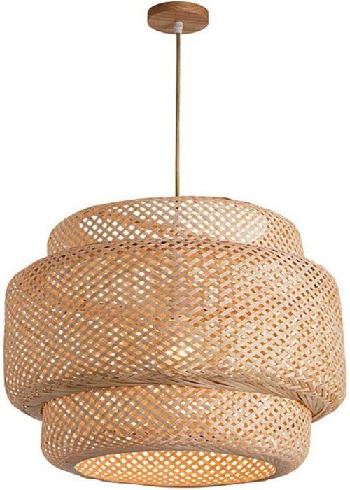 Lustre suspendu en bambou tissé rotin -E27- Diamétre 50CM