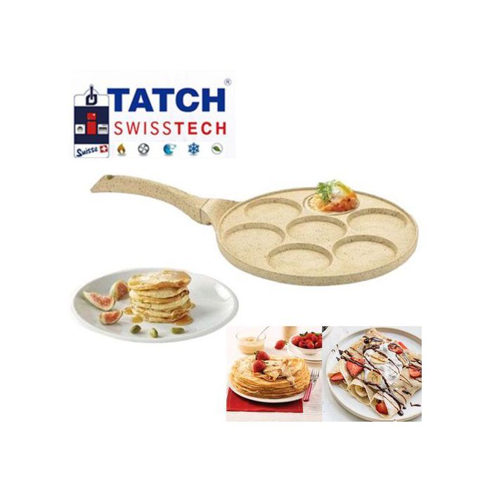 TATCH Crêpière à Pan cakes, Crêpes & Omelette 26cm, Poêle à 7 crêpes Antiadhésive