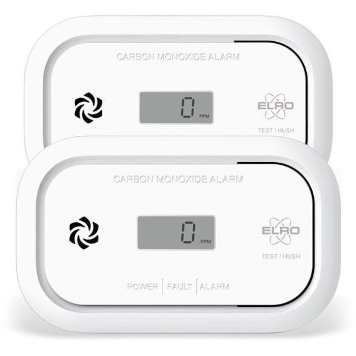 Pack med 2 Kolmonoxid Detektorer ELRO FC5003 | Sensor 10 År | med Visning | 2 Stycken