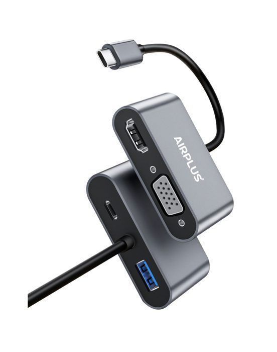 Adaptateur USB-C Multiport 4-En-1 - Airplus - HDMI 4K - VGA 1080P - USB 3.0 - PD 87W
