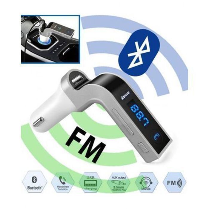 Kit voiture Bluetooth - Car G7 - MP3, USB, AUX, FM - Chargeur rapide - Mains libres - Émetteur FM