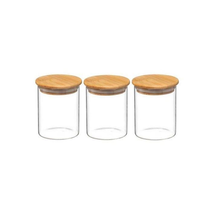 Ensemble de 3 bocaux en verre, couvercles en bambou hermétiques pour une conservation optimale