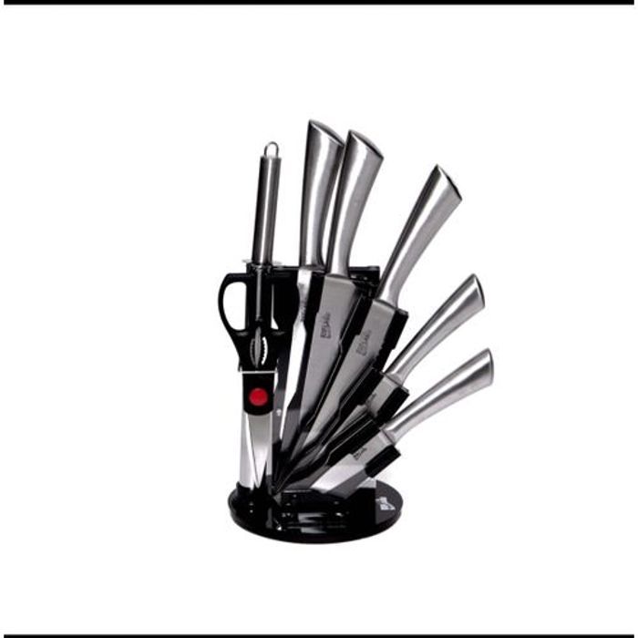 Rifland Set de 8 pcs, Couteaux en acier inoxydable ,Support , Ciseau..