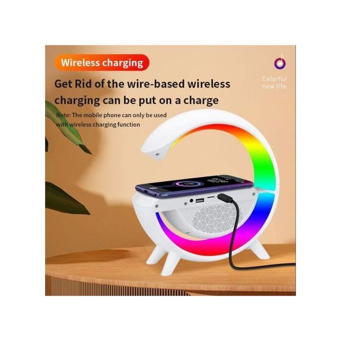 Intelligente Chargeur sans fil + Lampe haut-parleur Bluetooth avec charge rapide et réveil
