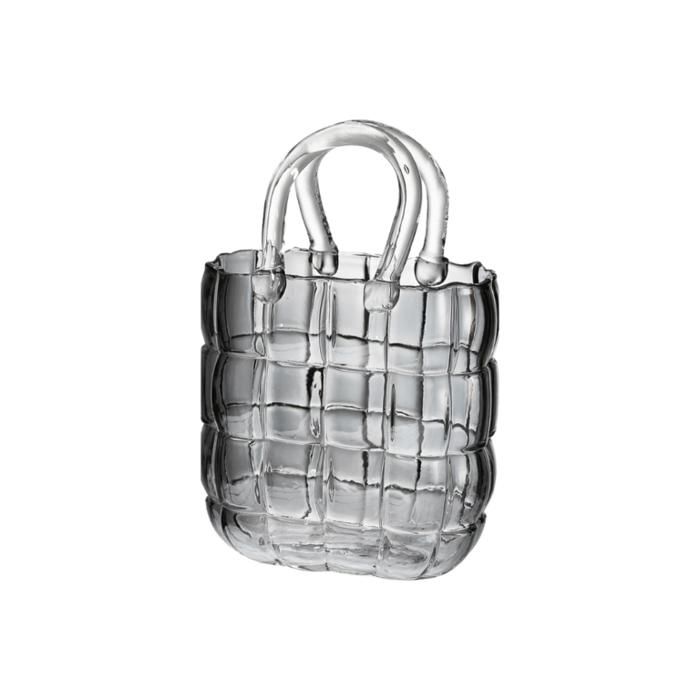 Vase décoratif - SAC DESGN - Verre gris - 19x10x27 cm - Design moderne - Style contemporain