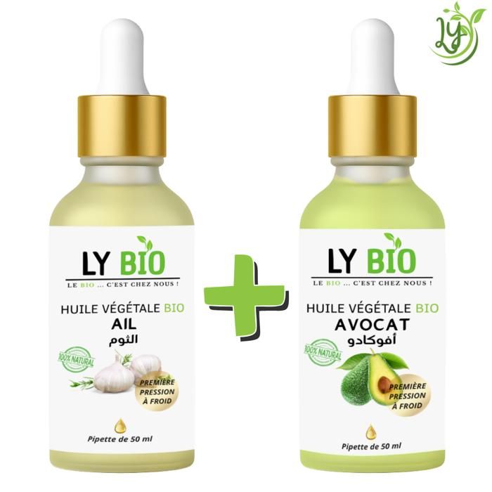 Huile - LYBIO - Pack Huile Ail et Avocat 50ml - Hydratant - Fortifiant - Bio