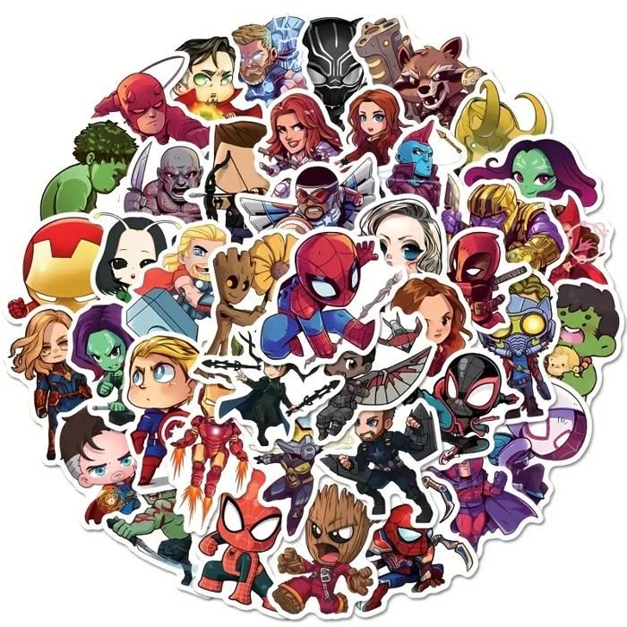 50 Autocollants Super-Héros – Stickers Marvel Spider-Man, Deadpool,  Daredevil Auto-Adhésifs pour Laptop, Téléphone, Gobelet
