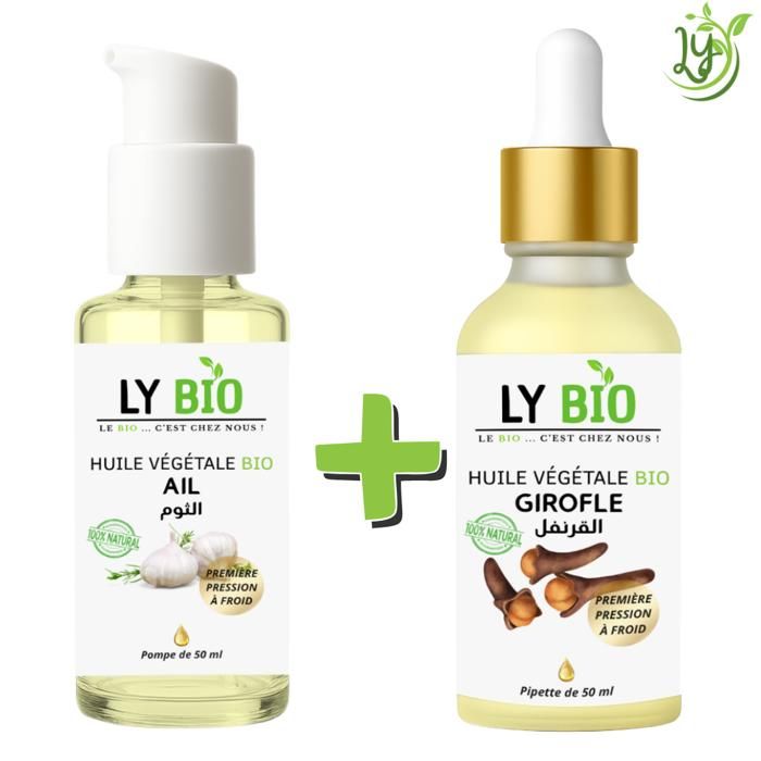 Huile - LYBIO - Pack Huile Ail et Girofle 50ml - Hydratant - Tous types de cheveux - Bio