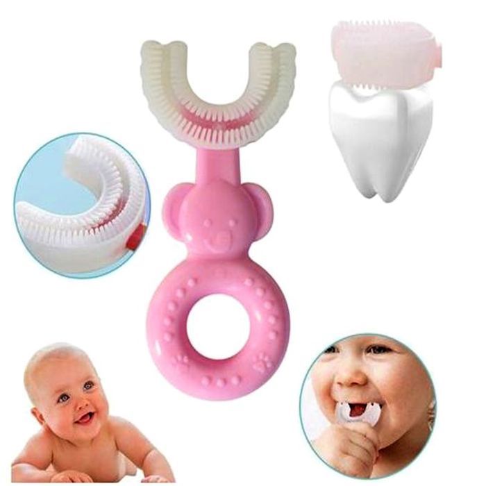 Brosse à dents douce en Silicone pour enfants, en forme de U