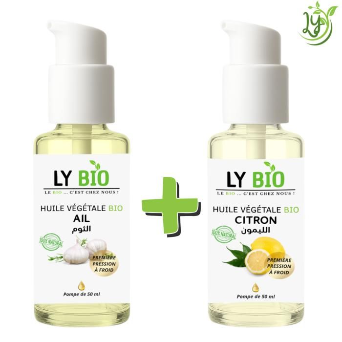 Huile - LYBIO - Pack Huile Ail et Citron 50ml - Hydratant - Bio - Tous types de cheveux