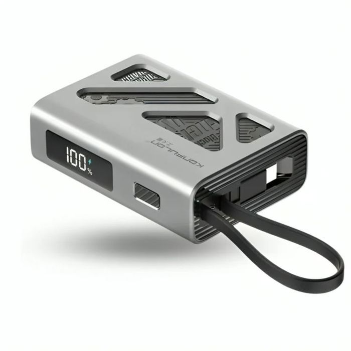 Power Bank KONFULON A58Q – 10000 mAh, 30W Super Fast Charge, Double Cable Integre (iPhone & Type-C), Mini Format Compact