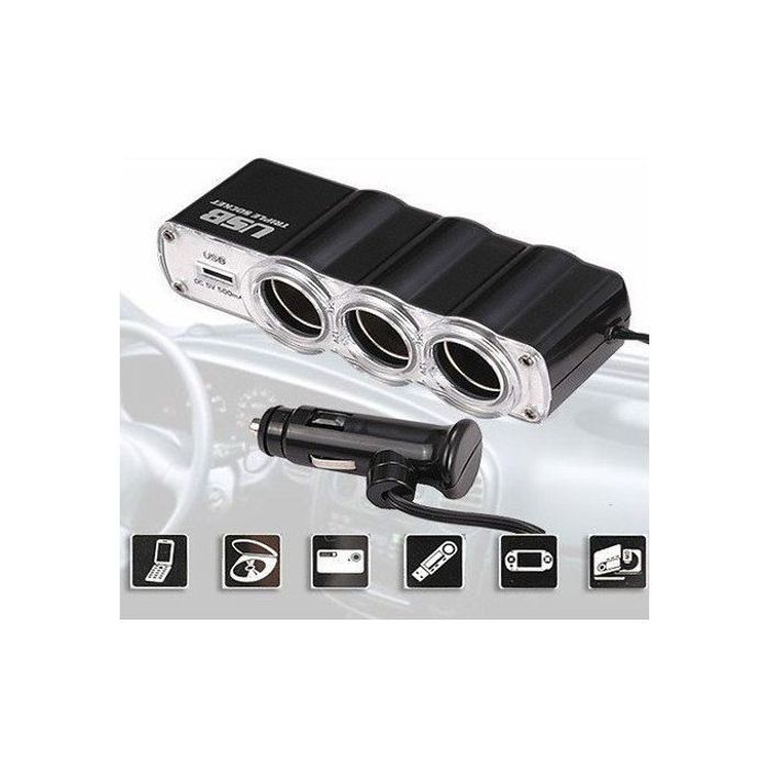 Adaptateur de chargeur usb prise triple dans la voiture