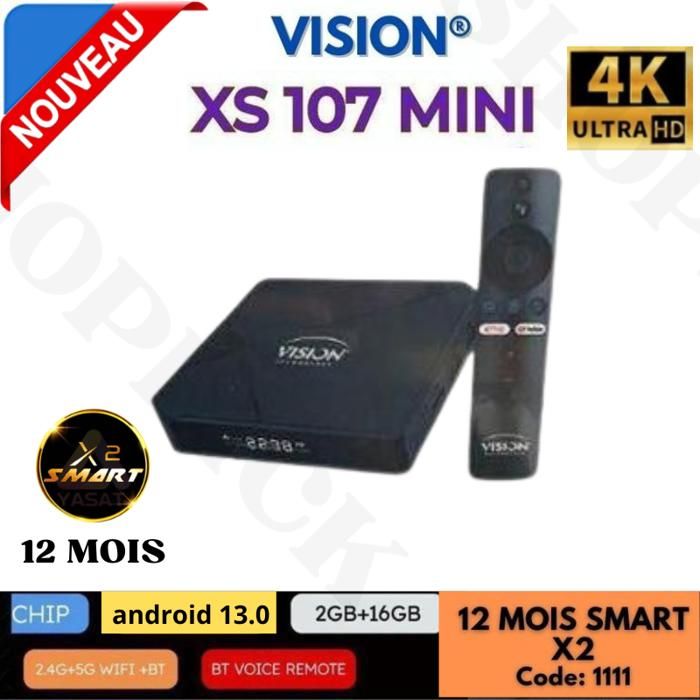 Smart TV Box - Vision - XS 107 mini PLUS - Android 13 - 4K - 16 Go de stockage