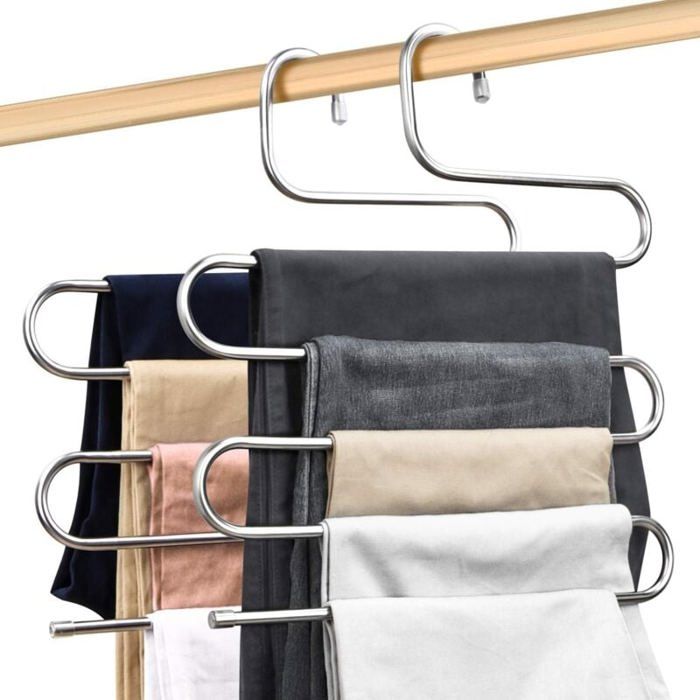 Cintres Porte-Pantalons - Non spécifié - Type S - Acier Inoxydable - 5 Couches - Multi-Usage