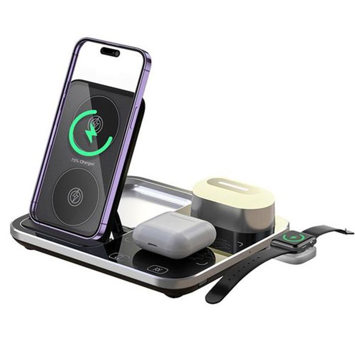 station de charge R12 sans fil rgb magnétique 4 en 1 pour apple watch, airpods et iphone