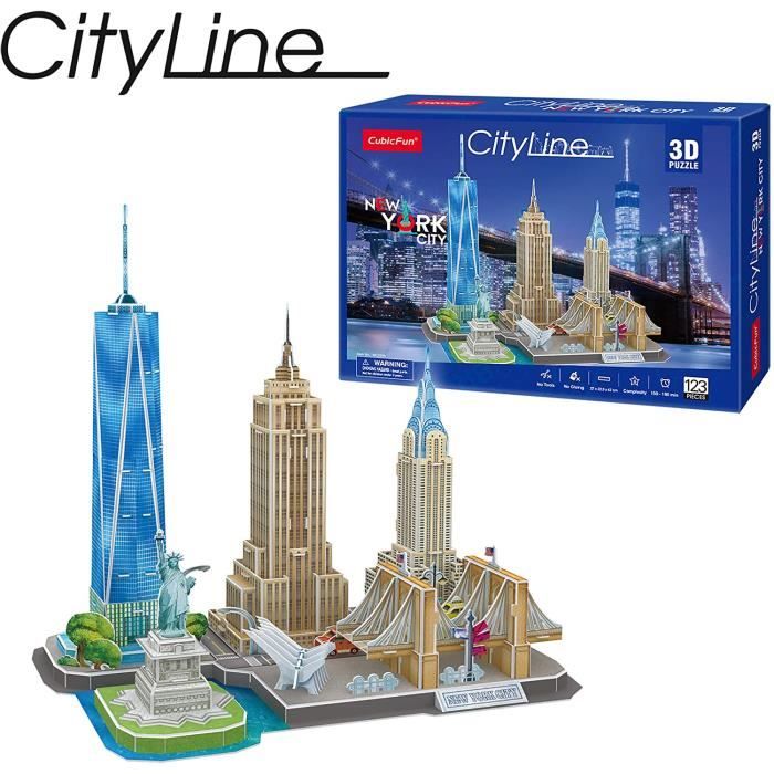 3D New York Pussel - XTREM RAIDERS - City Line - Resor och kartor - 123 bitar