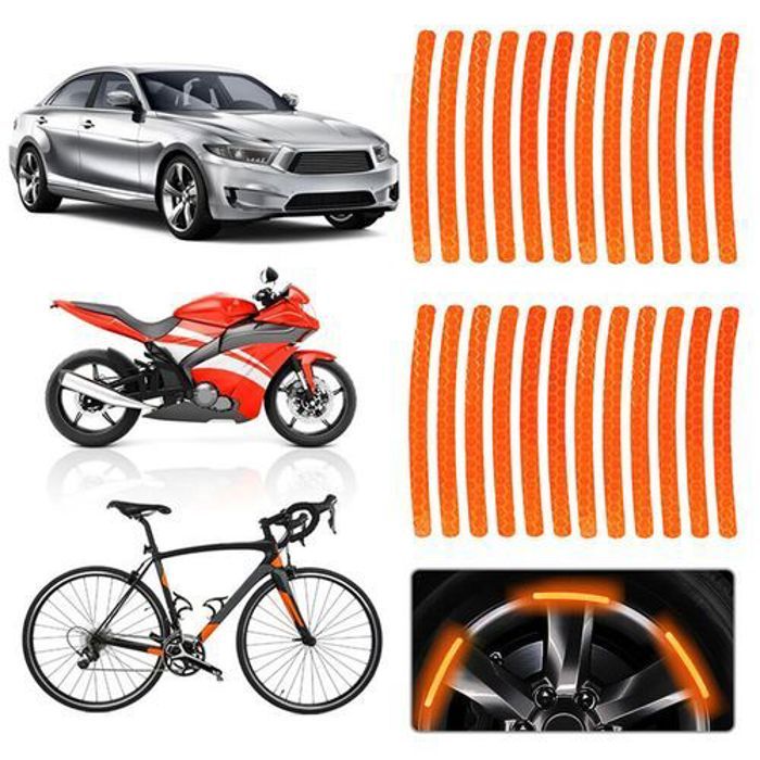 Autocollants réfléchissants - Non spécifié - Lot de 20 - Orange - Pour moyeu de roue - Avertissement sécurité