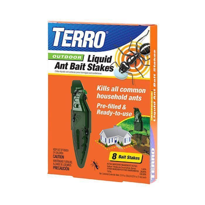 TERRO insecticide anti-fourmis Outdoor Liquid Ant Bait Stakes 8 stations. Made in USA