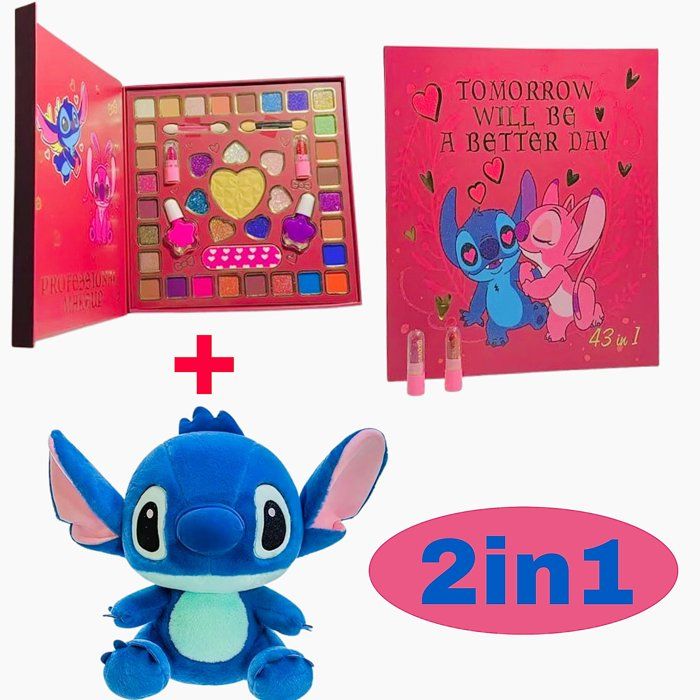 Palette de maquillage - Stitch - 43 en 1 + Peluche - Disney - Stitch Crashes - 30 cm