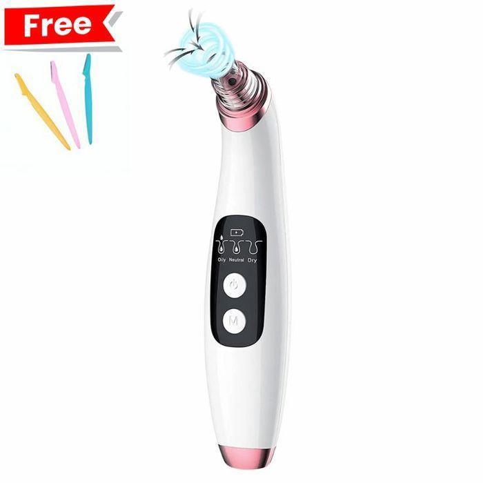 Aspirateur de pores pour points noirs avec camera, nettoyant pour pores du visage ameliore+ 3pcs suppression razoir visage