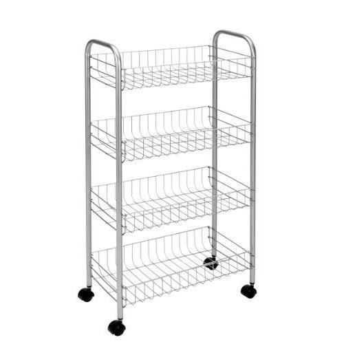 Desserte de cuisine METALTEX - Chariot multi usage 4 niveaux - Métal chromé brillant