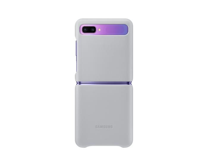 Z Flip Leather Cover Silver