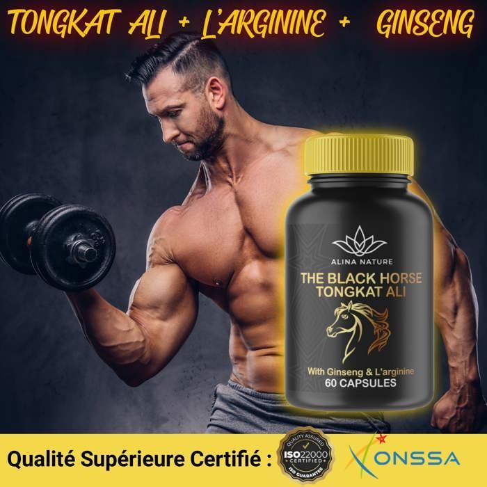 BLACK HORSE -Tongkat-Ali-L-Arginine, Ginseng - 60 Gélules