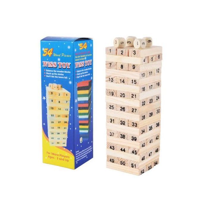 Blocs d'empilage en bois 54 pièces : un jeu éducatif pour les enfants