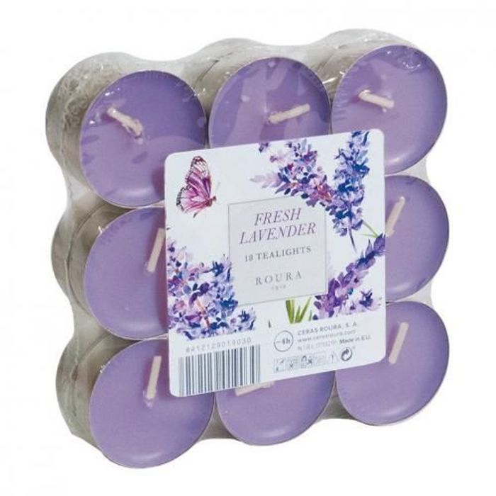 CERAS ROURA Pack 18 Tealights Parfum Fresh Lavender