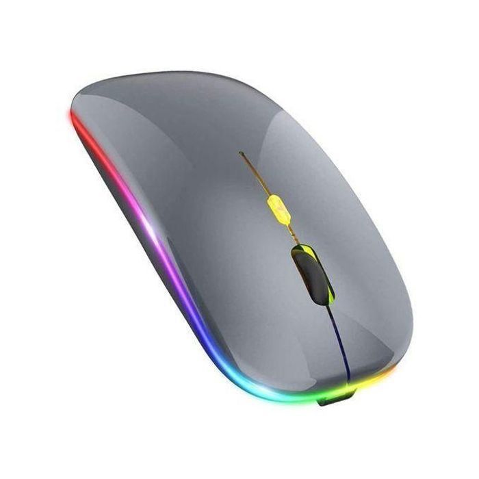 Souris Bluetooth sans fil, 2.4GHz, ergonomique, clic silencieux, PC, iPad, ordinateur portable, téléphone portable, TV Gris