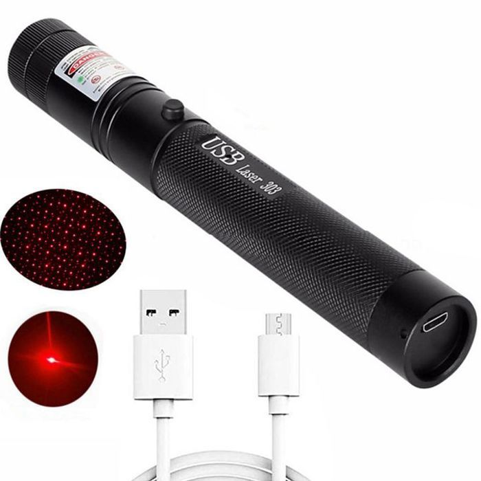 Laser Rouge 303 USB Charge Haute Puissance pointeur lumière chasse dispositif laser stylo