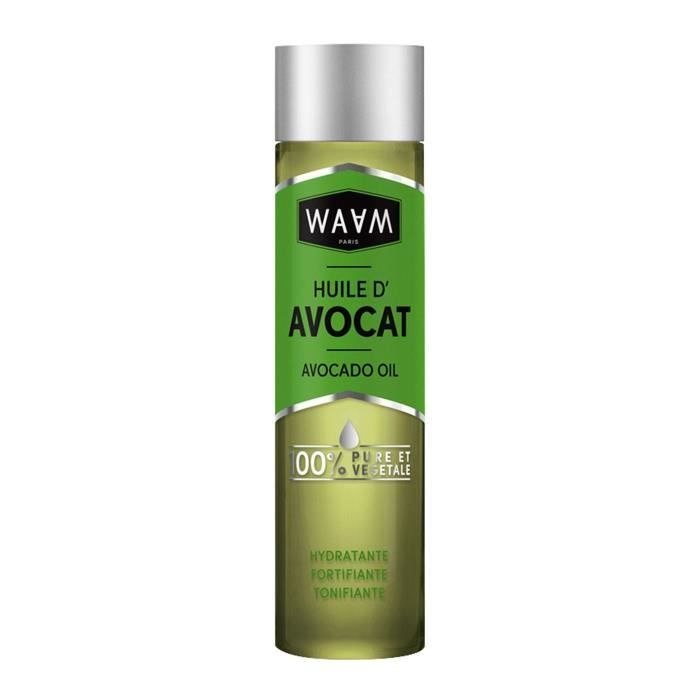 WAAM Cosmetics - Huile végétale d’Avocat BIO - 100% pure et naturelle - Huile nourrissante cheveux et peau - 100ml