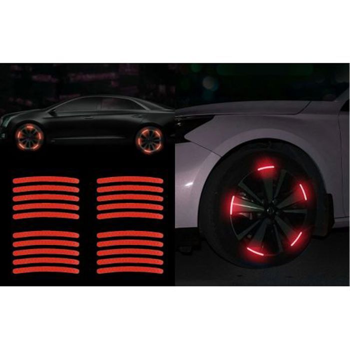 Bande réfléchissante autocollante - Non spécifié - 20 pièces - Rouge - Multicolore - Pour jante de voiture