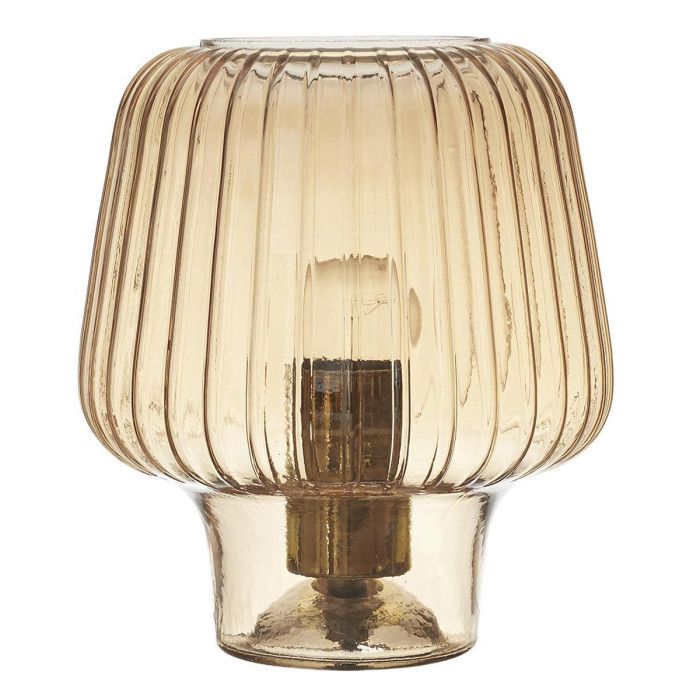 Lampe à Poser Verre Fumé "Champignon" 21cm Ambre