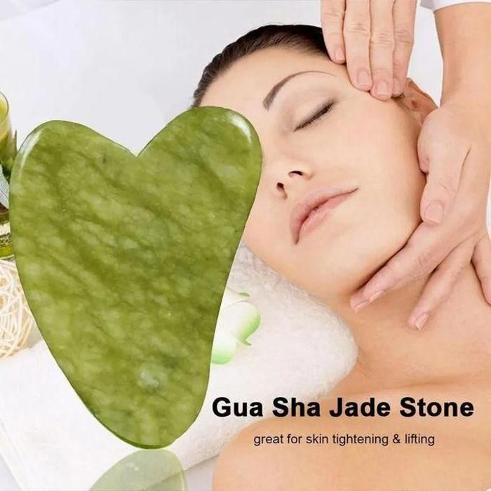 Pierre Naturel Gua Sha Jade, Outil de massage visage, anti-stress, relaxation, Grattoir Facial