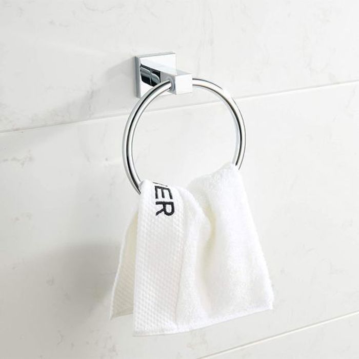 Porte-Serviette Mural Rond Plaqué Chrome Pour Salle De Bain