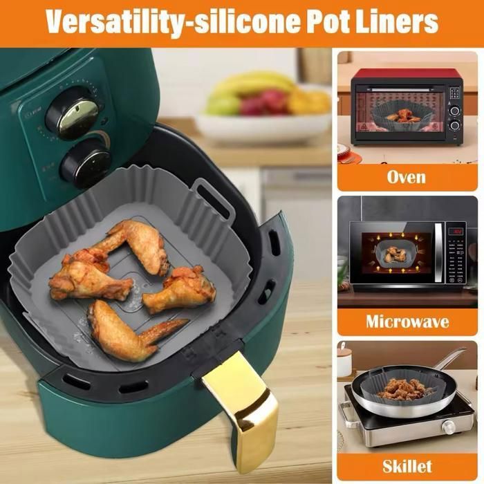 Moules à Friture - Silicone - 20CM - Réutilisables - Résistants à la chaleur - Pour Friteuse à air  Couleurs aleatoires