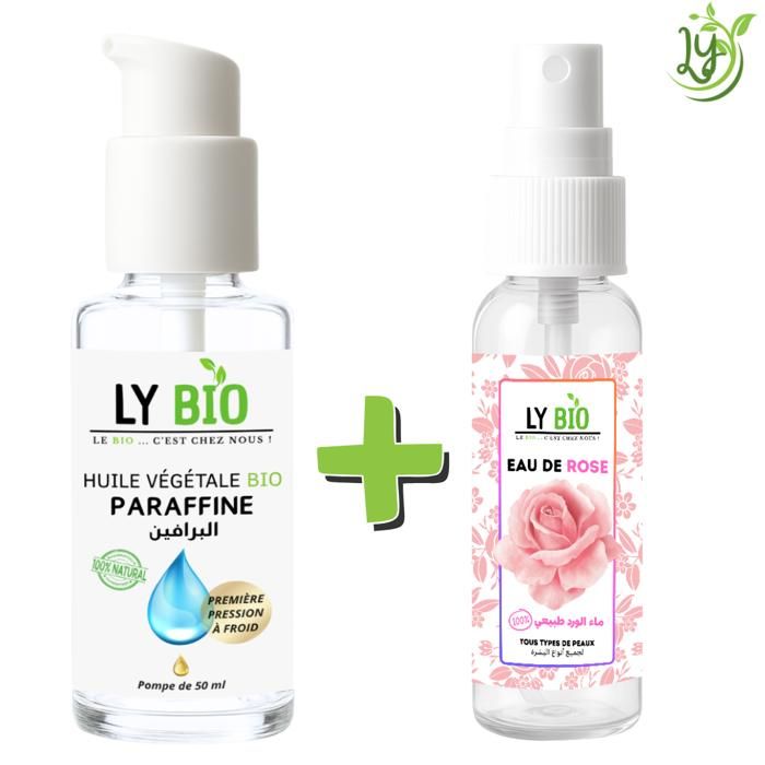Pack de soins - LYBIO - Huile paraffine 50ml + Eau de rose 100ml - Hydratant - Mixte - Bébé