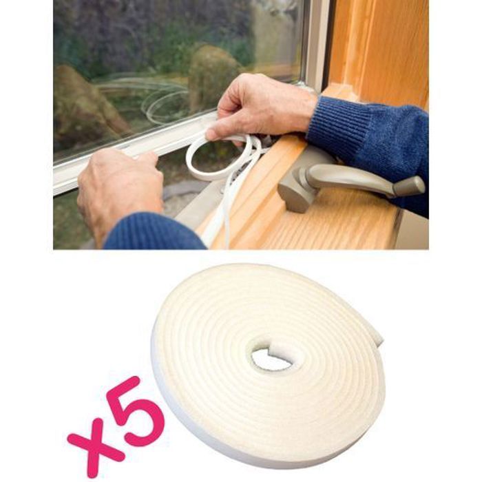 x5 bande de joint de mousse de porte de fenêtre Joint adhésif (15x5mm) 4M