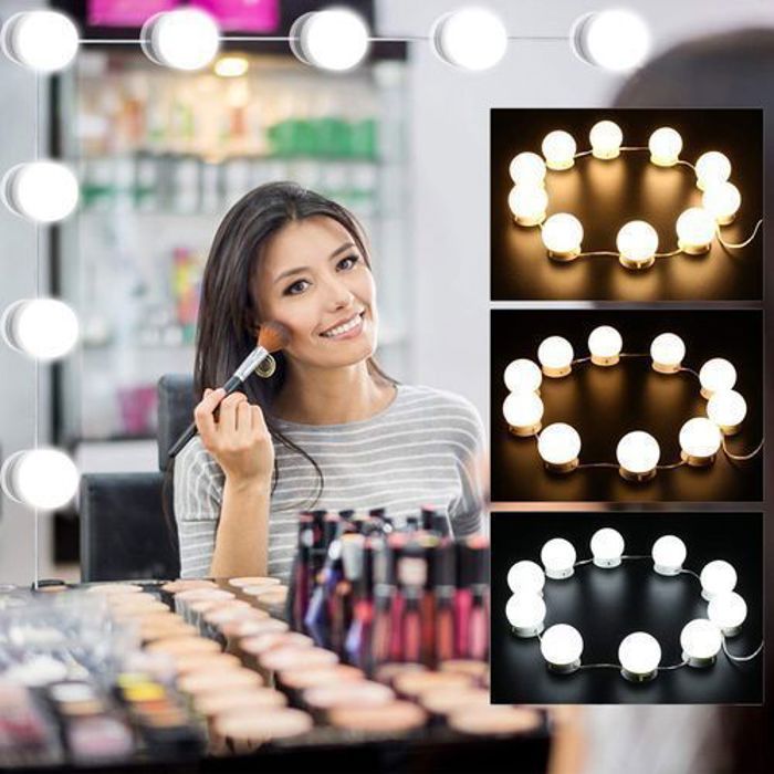 Kit de lumières LED pour miroir, 10 ampoules de miroir de style hollywoodien